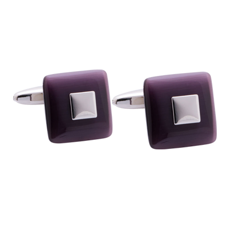 Cat Eye Square - Purple Cufflinks