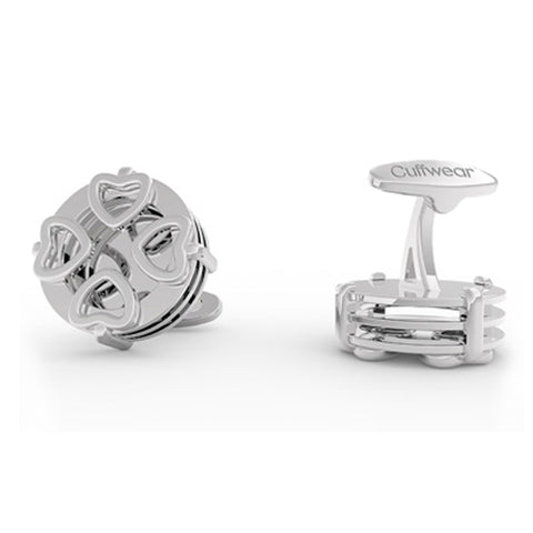 4 Hearts Cufflinks - Stainless steel