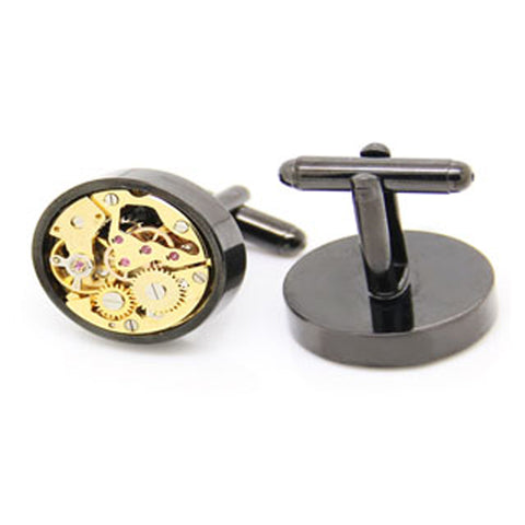 Mechanical Cufflinks - Gunmetal and Gold