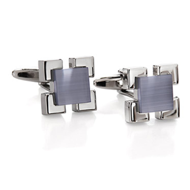 Raised Square Grey Cufflinks