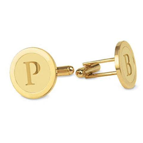 Custom Monogram Cufflinks - Block Letter Gold