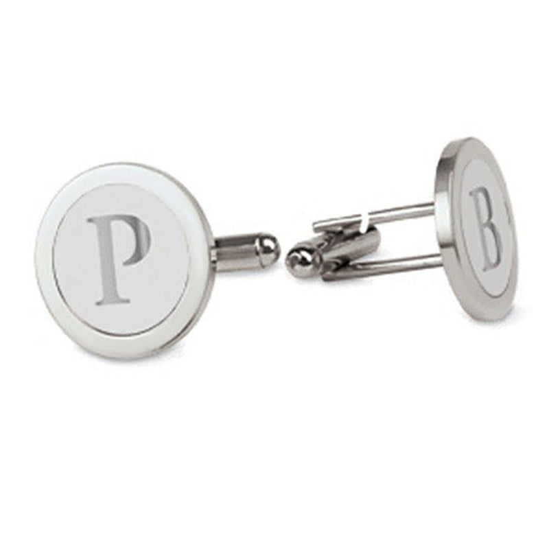 Custom Monogram Cufflinks - Block Letter Silver