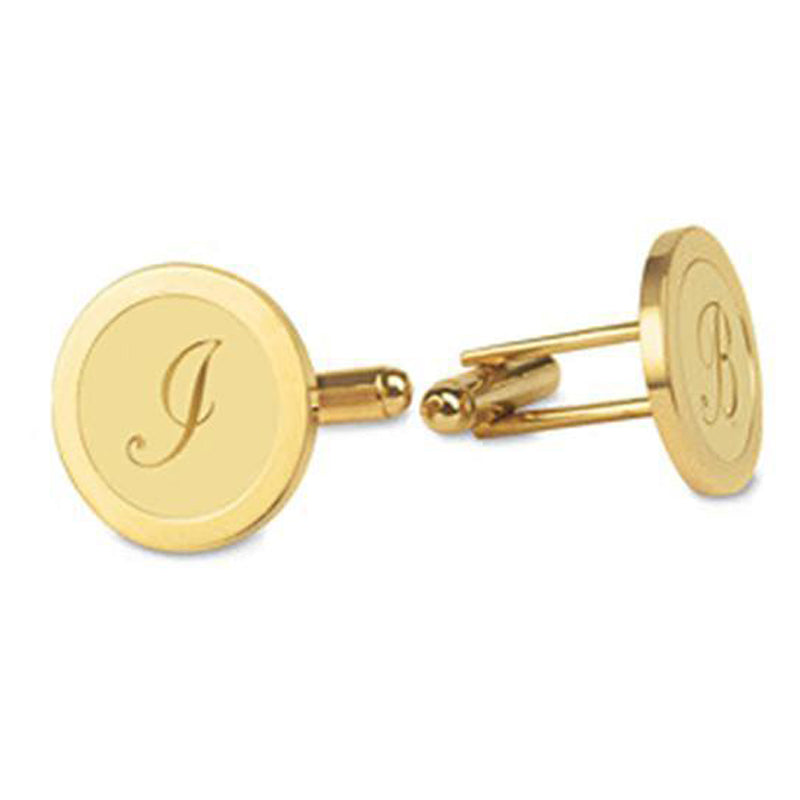 Engraved Monogram Cuff Links 24K Gold Plated