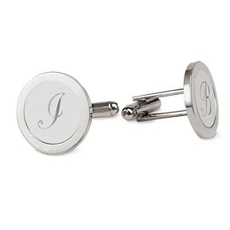 Custom Monogram Cufflinks - Script Letter Silver