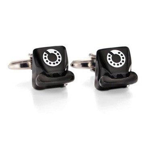 Retro Telephone Black Cufflinks