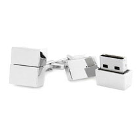 USB-Silver Tone Cufflinks - 2G Each Cufflink